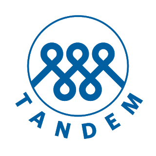 The Tandem logo. It is a series of linked knots within a circle.